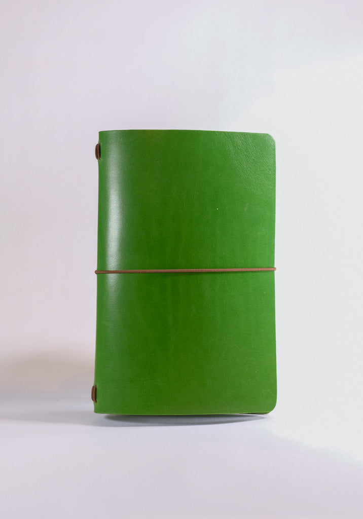 Green A6 Handmade Leather Notebook Cover - ArtnBooks