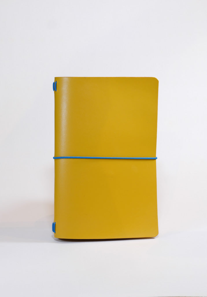 Yellow A6 Handmade Leather Notebook Cover - ArtnBooks