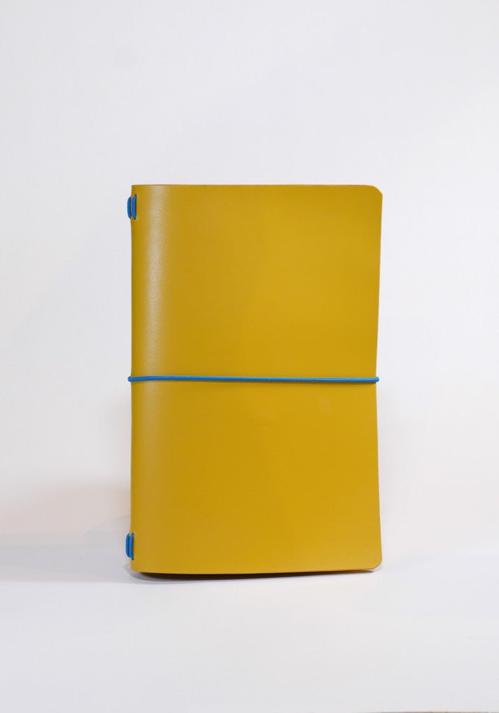 Yellow A6 Handmade Leather Notebook Cover - ArtnBooks - ArtnBooks Shop